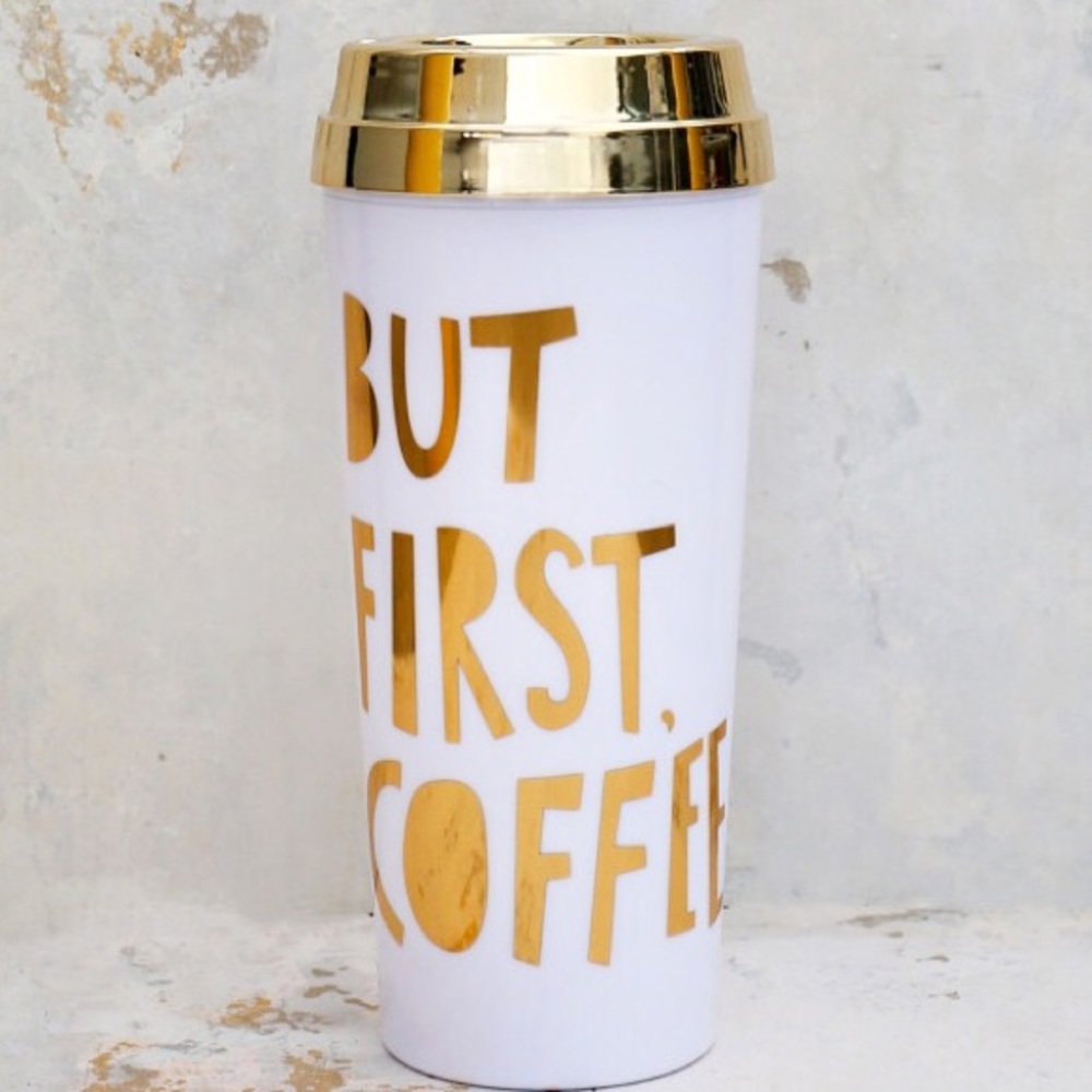 🆕 “But First, Coffee” White/Gold Thermal Mug